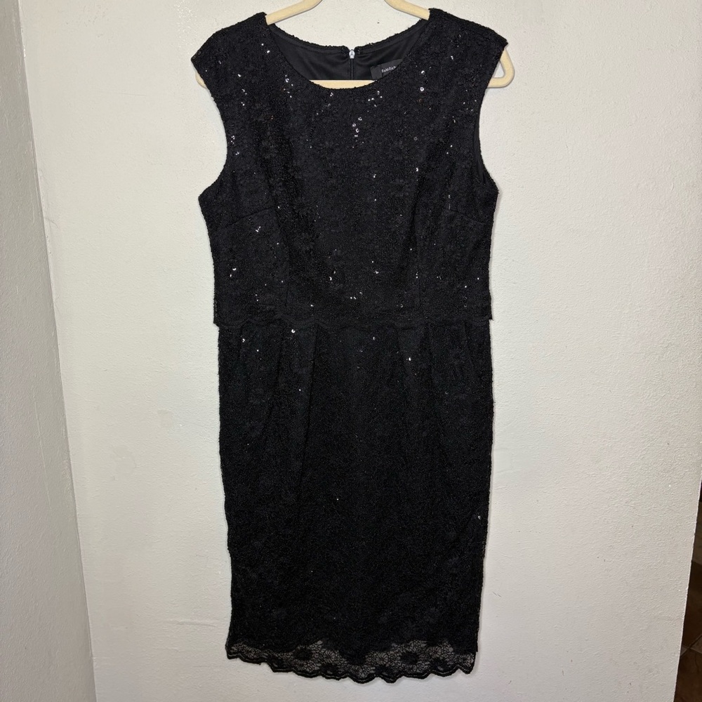 R&M Richards Black Sleeveless Lace & Sequin Sheath Dress